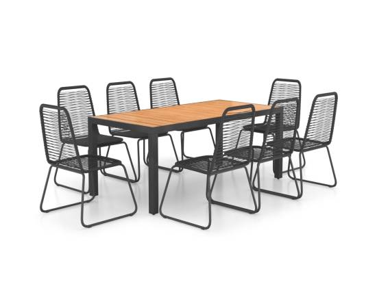 Set mobilier de grădină, 9 piese, negru și maro, ratan pvc, 2 image