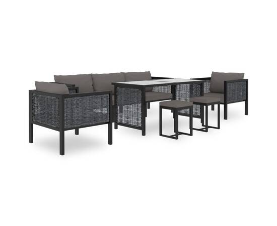 Set mobilier de grădină cu perne, 8 piese, antracit, poliratan