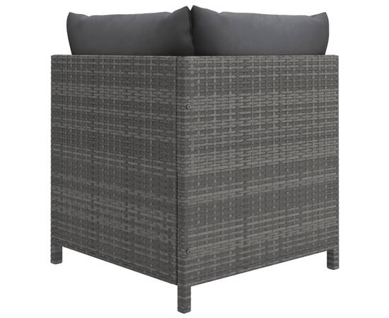 Set mobilier de grădină cu perne, 9 piese, gri, poliratan, 7 image