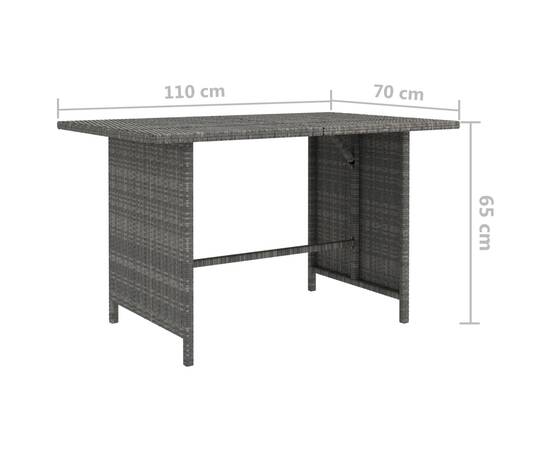 Set mobilier de grădină cu perne, 9 piese, gri, poliratan, 10 image