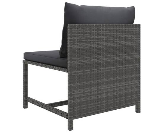 Set mobilier de grădină cu perne, 9 piese, gri, poliratan, 9 image