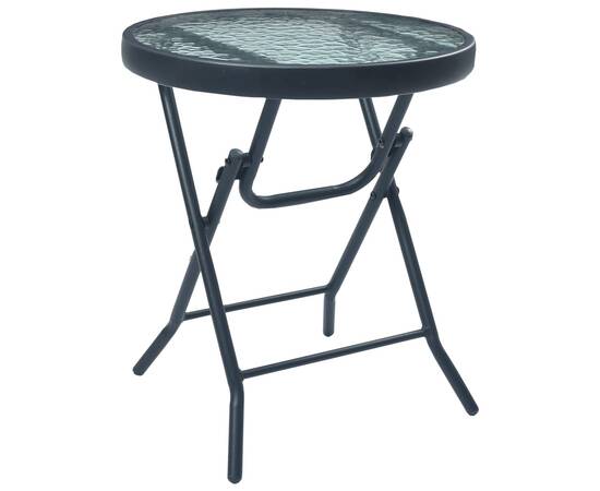 Set mobilier tip bistro, gri taupe, 3 piese, oțel, 2 image