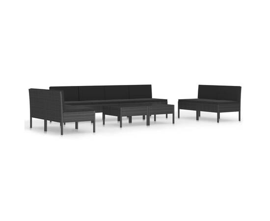 Set mobilier de grădină cu perne, 10 piese, negru, poliratan, 2 image