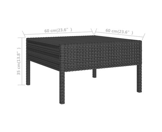 Set mobilier de grădină cu perne, 10 piese, negru, poliratan, 6 image