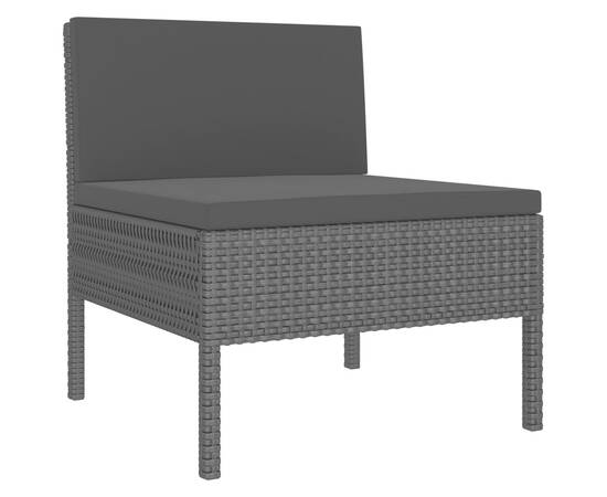 Set mobilier de grădină cu perne, 10 piese, negru, poliratan, 3 image