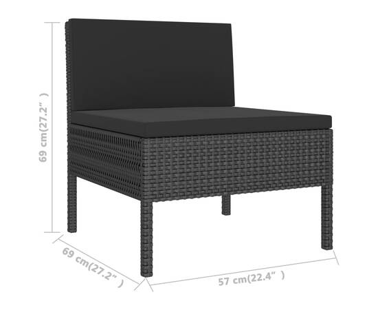 Set mobilier de grădină cu perne, 10 piese, negru, poliratan, 5 image