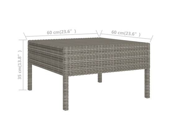 Set mobilier de grădină cu perne, 11 piese, gri, poliratan, 6 image