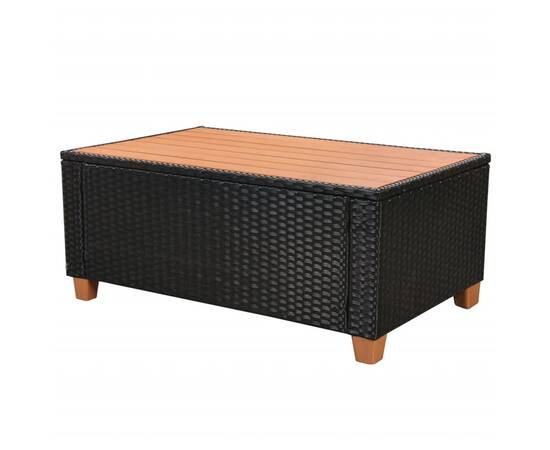 Set mobilier de grădină cu perne, 6 piese, negru, poliratan, 9 image