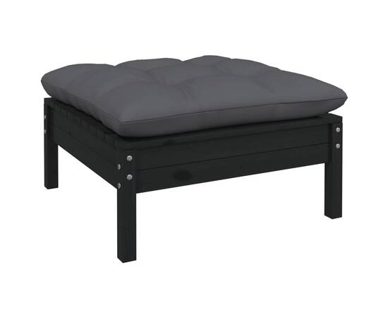 Set mobilier grădină cu perne, 13 piese, negru, lemn de pin, 6 image