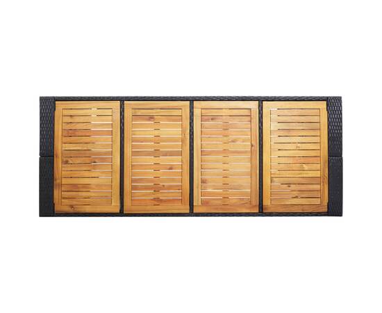 Set de bar exterior, 9 piese, negru, poliratan și lemn acacia, 5 image