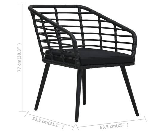 Set mobilier de bistro, 3 piese, negru, poliratan, 8 image