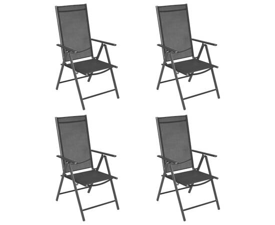Set mobilier de grădină, 5 piese, negru, aluminiu, 2 image