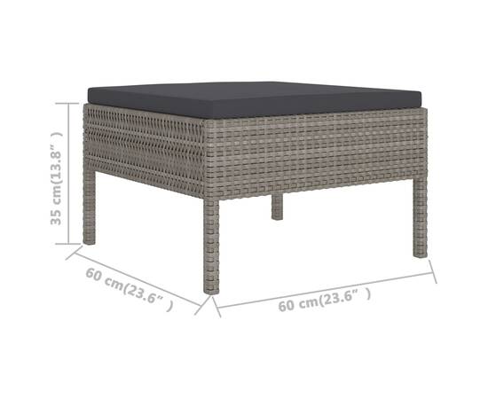 Set mobilier de grădină cu perne, 10 piese, gri, poliratan, 7 image