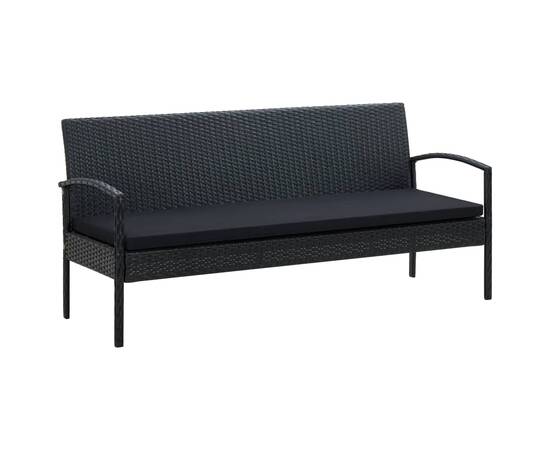 Set mobilier de grădină cu perne, 5 piese, negru, poliratan, 10 image