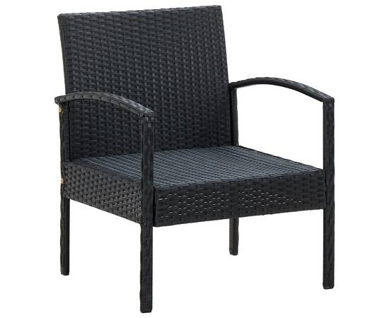 Set mobilier de grădină cu perne, 5 piese, negru, poliratan, 6 image