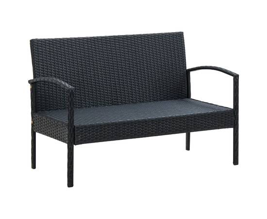 Set mobilier de grădină cu perne, 5 piese, negru, poliratan, 9 image