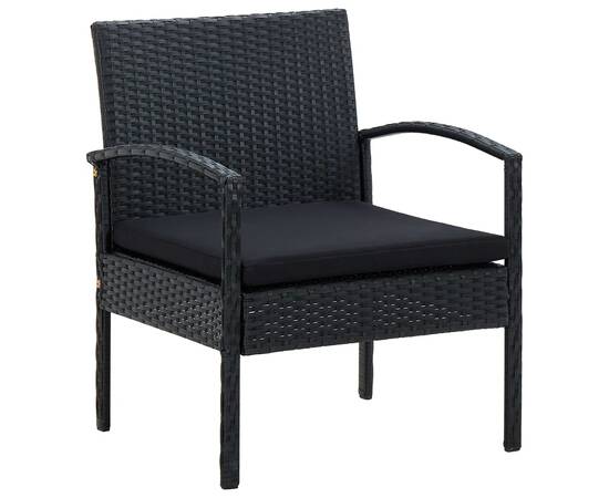 Set mobilier de grădină cu perne, 5 piese, negru, poliratan, 5 image