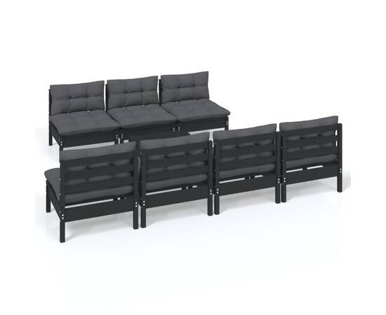 Set mobilier grădină cu perne, 8 piese, antracit, lemn de pin, 2 image