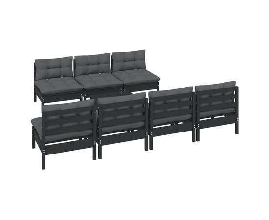 Set mobilier grădină cu perne, 8 piese, antracit, lemn de pin, 3 image