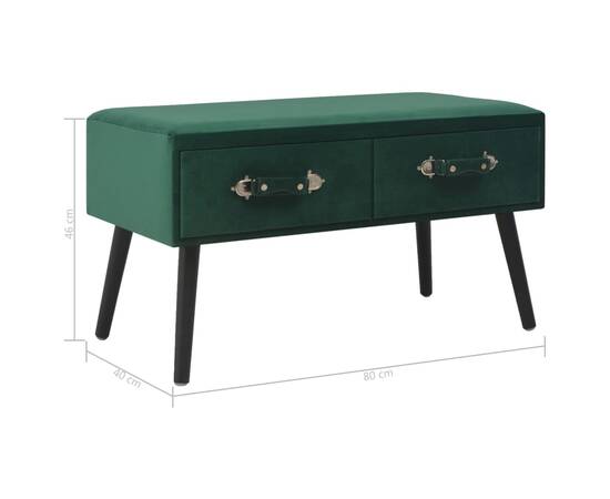 Banchetă cu sertare, verde, 80 cm, catifea, 8 image