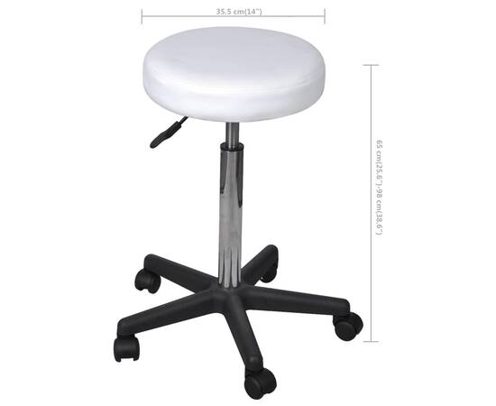 Taburete de birou, 2 buc., alb, 35,5x98 cm, piele ecologică, 5 image