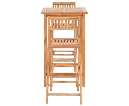 Set mobilier bar, 3 piese, lemn masiv de tec, 3 image