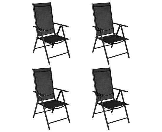 Set mobilier de exterior, 5 piese, negru, aluminiu și textilenă, 2 image