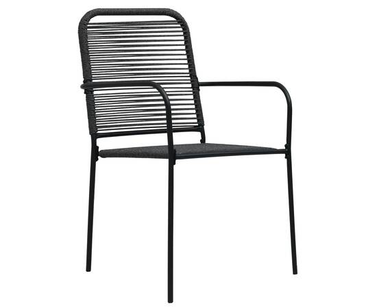 Set mobilier de exterior, 9 piese, negru, frânghie și oțel, 5 image