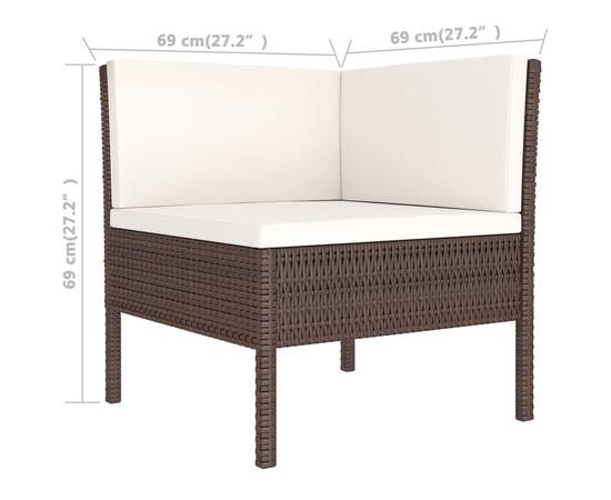 Set mobilier de grădină cu perne, 11 piese, maro, poliratan, 9 image