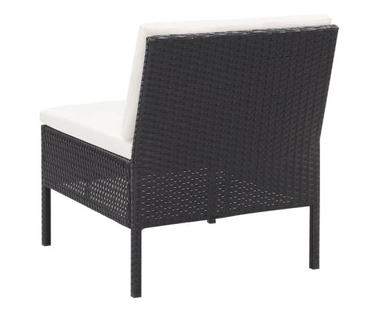 Set mobilier de grădină cu perne, 3 piese, negru, poliratan, 6 image