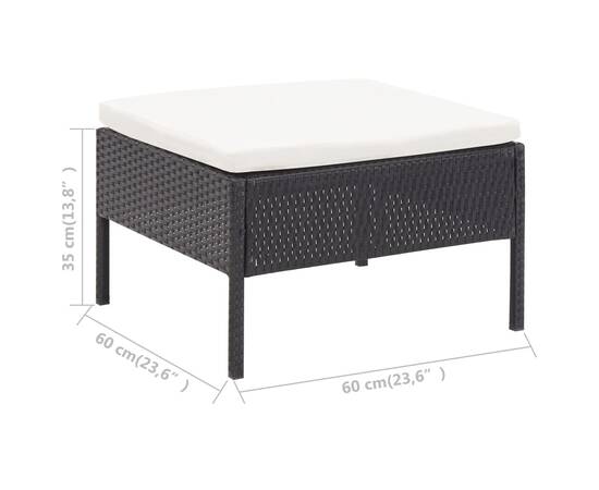 Set mobilier de grădină cu perne, 3 piese, negru, poliratan, 11 image