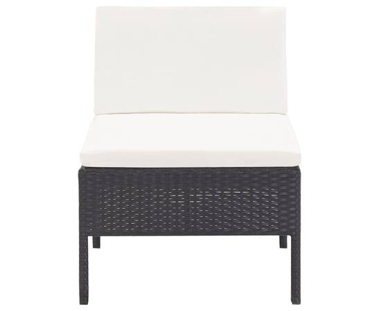 Set mobilier de grădină cu perne, 3 piese, negru, poliratan, 4 image