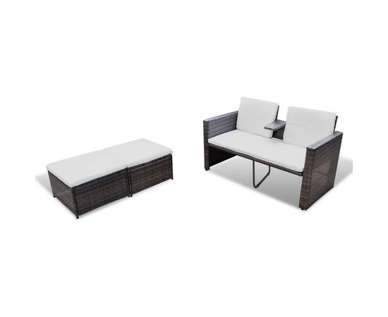 Set mobilier de grădină cu perne, 4 piese, maro, poliratan, 5 image