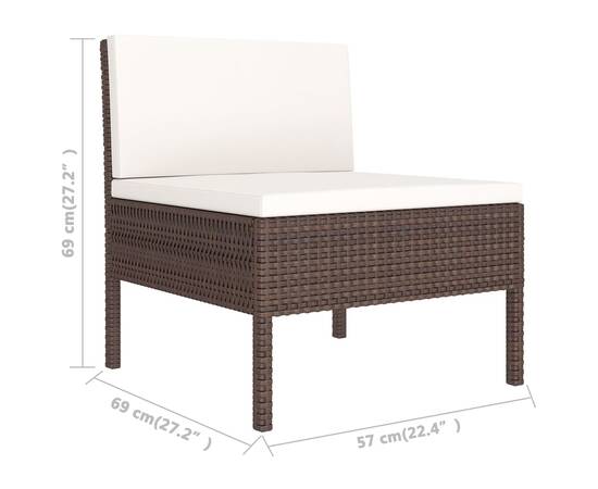 Set mobilier de grădină cu perne, 5 piese, maro, poliratan, 5 image