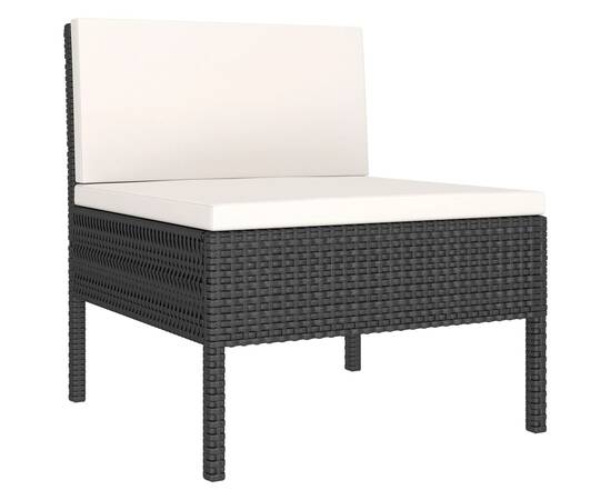 Set mobilier de grădină cu perne, 5 piese, negru, poliratan, 4 image