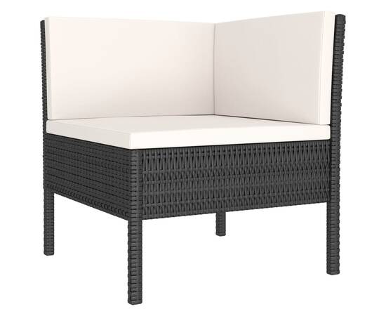 Set mobilier de grădină cu perne, 5 piese, negru, poliratan, 5 image