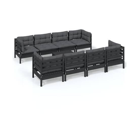 Set mobilier grădină cu perne, 9 piese, lemn masiv de pin, 2 image