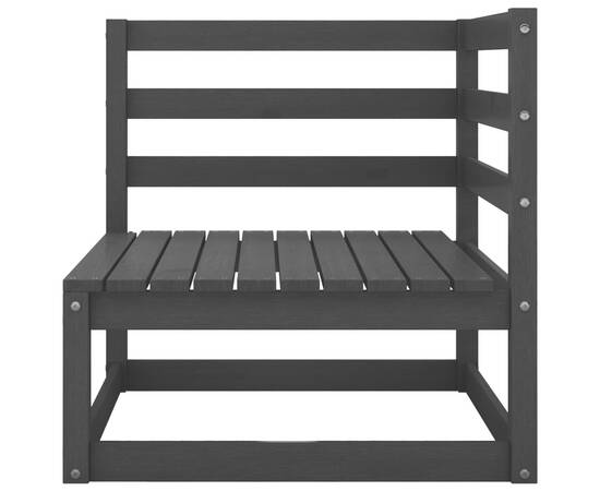 Canapea de colț pentru grădină, negru, lemn masiv de pin, 3 image