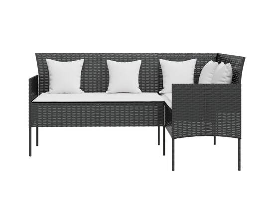 Set canapele grădină forma l cu perne 5 piese negru poliratan, 4 image