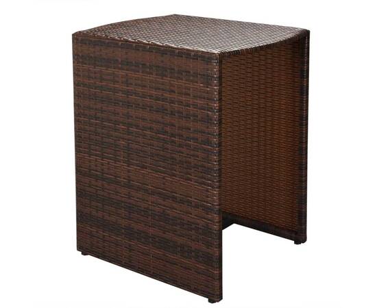 Set mobilier bistro cu perne, 3 piese, maro, poliratan, 5 image