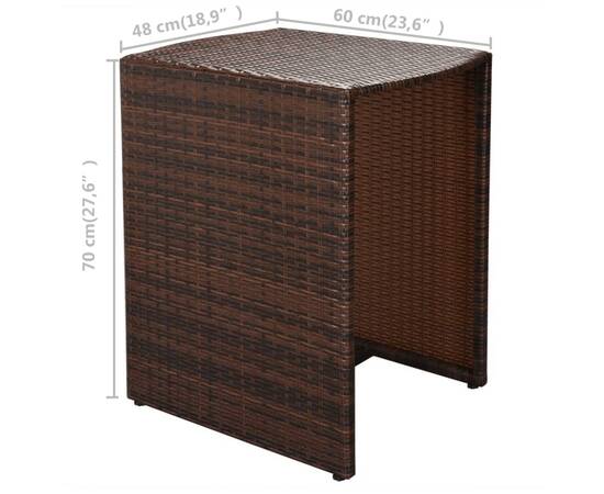 Set mobilier bistro cu perne, 3 piese, maro, poliratan, 9 image