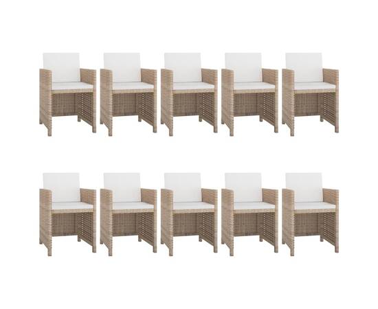 Set mobilier de exterior cu perne, 11 piese, bej, poliratan, 2 image