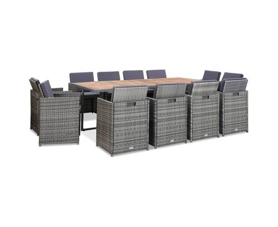 Set mobilier de exterior cu perne 13 piese, antracit, poliratan