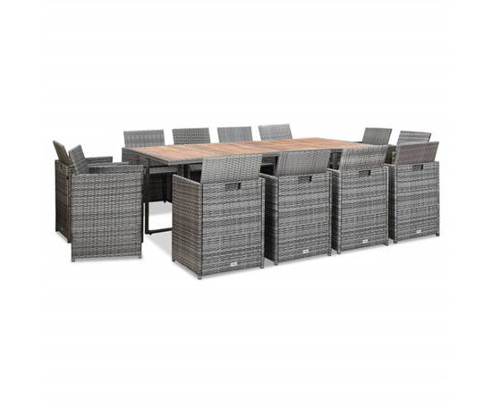 Set mobilier de exterior cu perne 13 piese, antracit, poliratan, 2 image