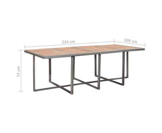 Set mobilier de exterior cu perne 13 piese, antracit, poliratan, 11 image