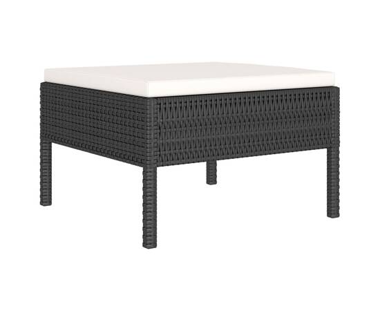 Set mobilier de grădină cu perne, 6 piese, negru, poliratan, 5 image