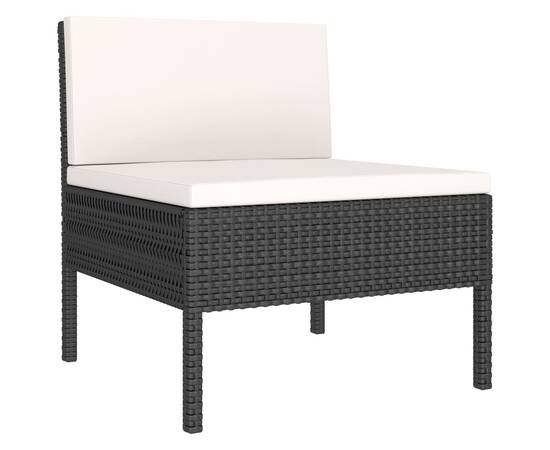 Set mobilier de grădină cu perne, 6 piese, negru, poliratan, 4 image