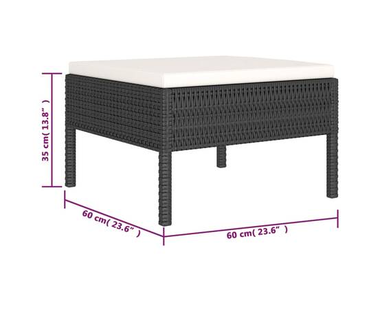 Set mobilier de grădină cu perne, 6 piese, negru, poliratan, 8 image