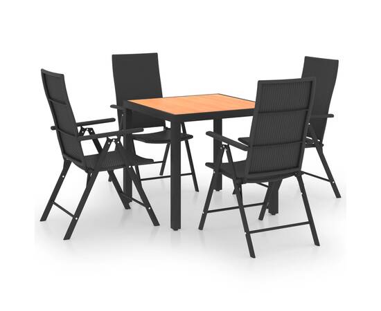 Set de masă pentru grădină, 5 piese, negru și maro, 2 image
