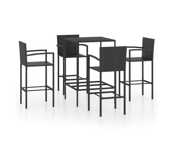 Set mobilier bar de grădină, 5 piese, negru, poliratan, 2 image